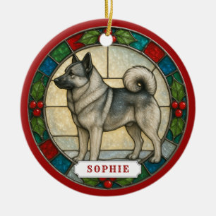 Norwegischer Elchhund Hund Keramik-Kreis-Ornament Keramik Ornament