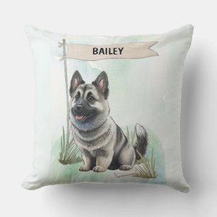 Norwegischer Elchhund Wasserfarbe Personalisierter Kissen