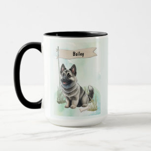 Norwegischer Elchhund Wasserfarbe Personalisierter Tasse