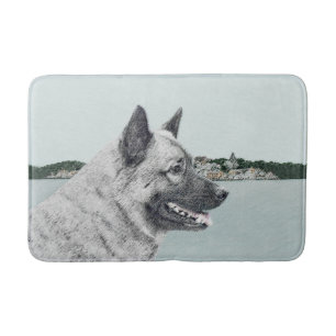 Norwegischer Elkhound bei Village Painting - Hunde Badematte