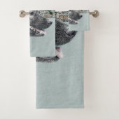 Norwegischer Elkhound bei Village Painting - Hunde Badhandtuch Set (Insitu)