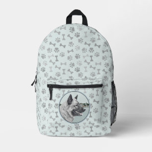 Norwegischer Elkhound bei Village Painting - Hunde Bedruckter Rucksack