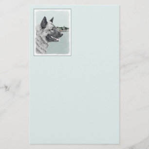 Norwegischer Elkhound bei Village Painting - Hunde Briefpapier