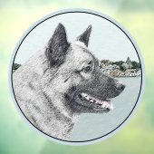 Norwegischer Elkhound bei Village Painting - Hunde Fensteraufkleber (Blatt 3)