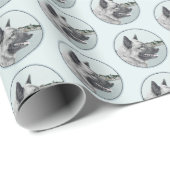 Norwegischer Elkhound bei Village Painting - Hunde Geschenkpapier (Rolleneckpunkt)