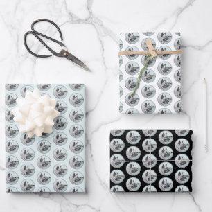 Norwegischer Elkhound bei Village Painting - Hunde Geschenkpapier Set