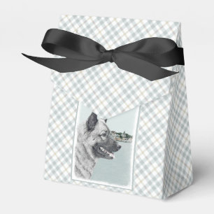 Norwegischer Elkhound bei Village Painting - Hunde Geschenkschachtel