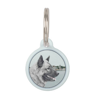 Norwegischer Elkhound bei Village Painting - Hunde Haustiermarke