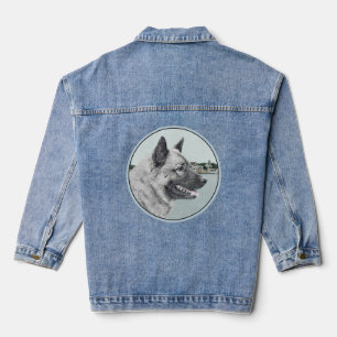 Norwegischer Elkhound bei Village Painting - Hunde Jeansjacke