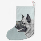 Norwegischer Elkhound bei Village Painting - Hunde Kleiner Weihnachtsstrumpf (Rückseite)