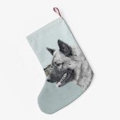 Norwegischer Elkhound bei Village Painting - Hunde Kleiner Weihnachtsstrumpf (Rückseite (Hängend))