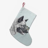 Norwegischer Elkhound bei Village Painting - Hunde Kleiner Weihnachtsstrumpf (Vorderansicht (hängend))