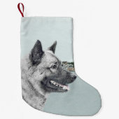 Norwegischer Elkhound bei Village Painting - Hunde Kleiner Weihnachtsstrumpf (Vorderseite)