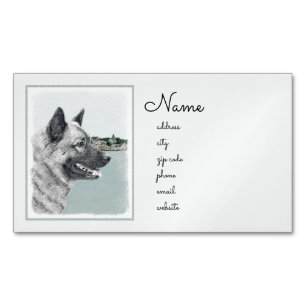 Norwegischer Elkhound bei Village Painting - Hunde Magnetische Visitenkarte