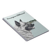 Norwegischer Elkhound bei Village Painting - Hunde Notizblock (Rechte Seite)