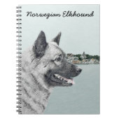 Norwegischer Elkhound bei Village Painting - Hunde Notizblock (Vorderseite)