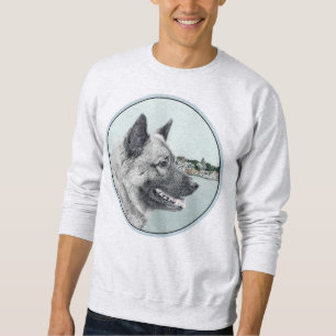Norwegischer Elkhound bei Village Painting - Hunde Sweatshirt