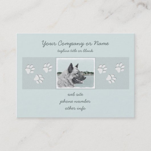 Norwegischer Elkhound bei Village Painting - Hunde Visitenkarte (Vorderseite)