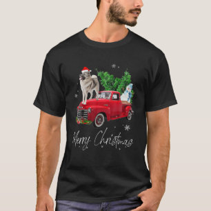 Norwegischer Elkhound Dog Riding Red Truck Weihnac T-Shirt