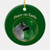 Norwegischer Elkhound-Frieden Keramik Ornament (Hinten)