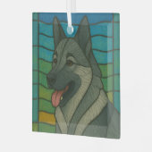 Norwegischer Elkhound - Glasverkleidung "Stetted G Ornament Aus Glas (Vorderseite links)