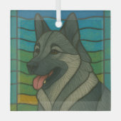 Norwegischer Elkhound - Glasverkleidung "Stetted G Ornament Aus Glas (Vorderseite)