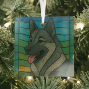 Norwegischer Elkhound - Glasverkleidung "Stetted G Ornament Aus Glas