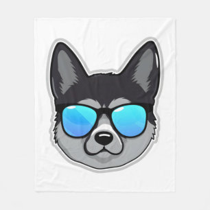 Norwegischer Elkhound in Cooler Sonnenbrille Class Fleecedecke