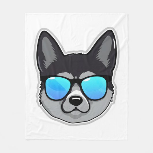 Norwegischer Elkhound in Cooler Sonnenbrille Class Fleecedecke (Vorderseite)