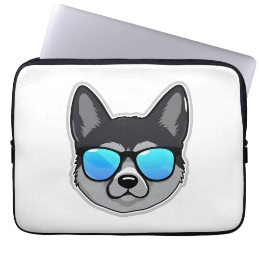 Norwegischer Elkhound in Cooler Sonnenbrille Class Laptopschutzhülle (Vorderseite)