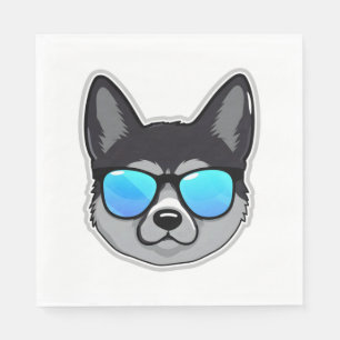 Norwegischer Elkhound in Cooler Sonnenbrille Class Serviette