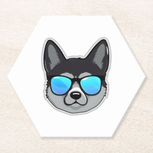 Norwegischer Elkhound in Cooler Sonnenbrille Class Untersetzer