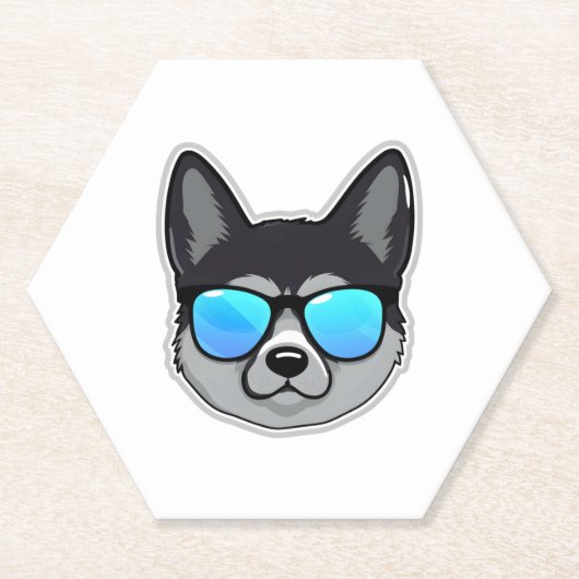 Norwegischer Elkhound in Cooler Sonnenbrille Class Untersetzer (Vorderseite)