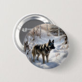 Norwegischer Elkhound lassen es Weihnachten schnei Button (Vorne & Hinten)