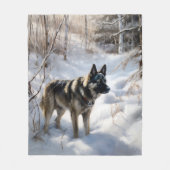 Norwegischer Elkhound lassen es Weihnachten schnei Fleecedecke (Vorderseite)