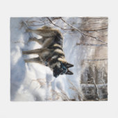 Norwegischer Elkhound lassen es Weihnachten schnei Fleecedecke (Vorderseite (Horizontal))