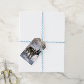 Norwegischer Elkhound lassen es Weihnachten schnei Geschenkanhänger (Mit Garn)