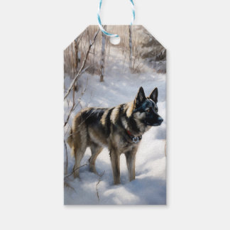 Norwegischer Elkhound lassen es Weihnachten schnei Geschenkanhänger