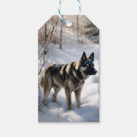 Norwegischer Elkhound lassen es Weihnachten schnei Geschenkanhänger (Vorderseite)