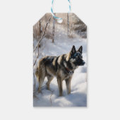 Norwegischer Elkhound lassen es Weihnachten schnei Geschenkanhänger (Rückseite)