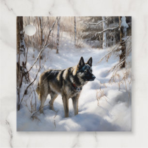Norwegischer Elkhound lassen es Weihnachten schnei Geschenkanhänger