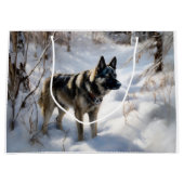Norwegischer Elkhound lassen es Weihnachten schnei Große Geschenktüte (Vorderseite)
