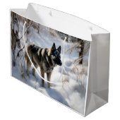 Norwegischer Elkhound lassen es Weihnachten schnei Große Geschenktüte (Rückseite Schrägansicht)