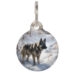 Norwegischer Elkhound lassen es Weihnachten schnei Haustiermarke