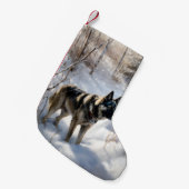 Norwegischer Elkhound lassen es Weihnachten schnei Kleiner Weihnachtsstrumpf (Vorderansicht (hängend))