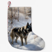 Norwegischer Elkhound lassen es Weihnachten schnei Kleiner Weihnachtsstrumpf (Vorderseite)