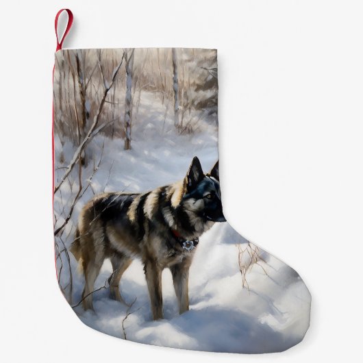 Norwegischer Elkhound lassen es Weihnachten schnei Kleiner Weihnachtsstrumpf (Vorderseite)