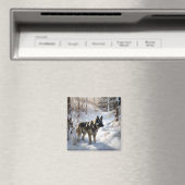 Norwegischer Elkhound lassen es Weihnachten schnei Magnet (In Situ (Geschirrspüler))