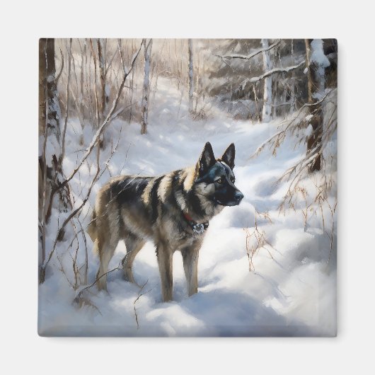 Norwegischer Elkhound lassen es Weihnachten schnei Magnet (Vorne)