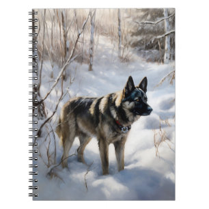 Norwegischer Elkhound lassen es Weihnachten schnei Notizblock